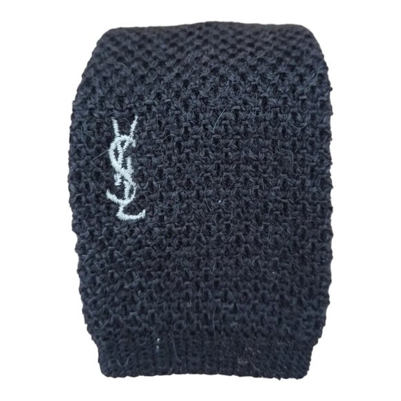 YVES SAINT LAURENT Solid Brown With Logo Wool Blend Slim Tie ITALY 53"/ 2" EX CO - Picture 2 of 7